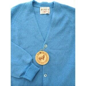 Lord Jeff 100% Alpaca Knit Cardigan Sweater‎ Deadstock NWT USA Made Rockabilly